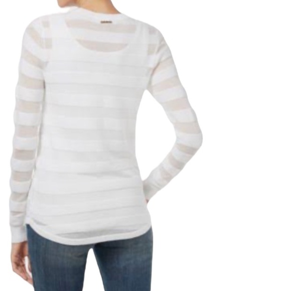 MICHAEL MICHAEL KORS Sz XL Sheer Stripe Long Sleeve Sweater Top - Picture 1 of 10
